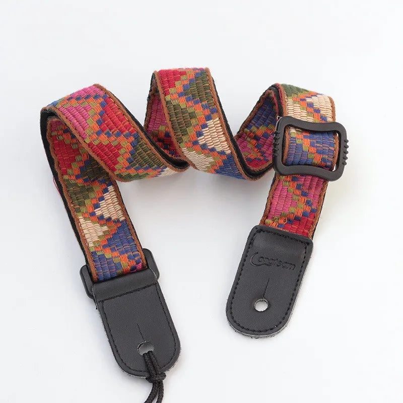 Bohemian Style Guitar Strap, Vintage Sling for Acoustic, Banjo Ukulele