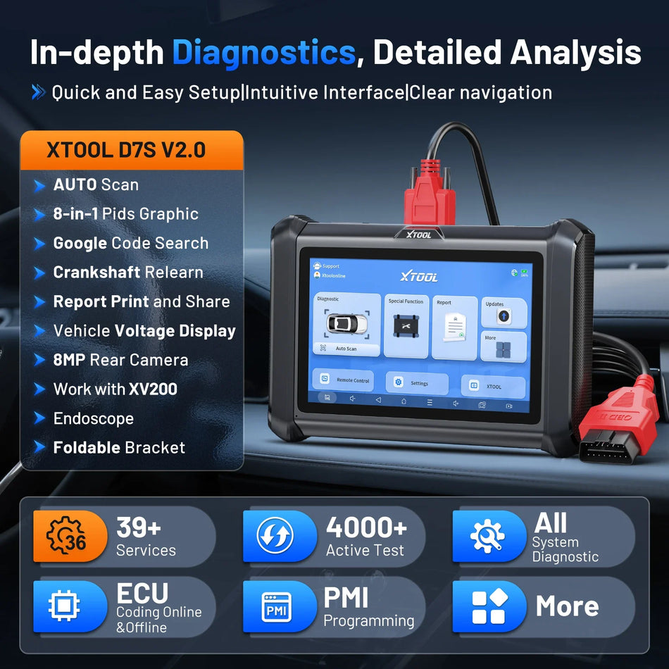 XTOOL D7S V2.0 OBD2 Automotive Diagnostic Scanner With ECU Coding And Resets