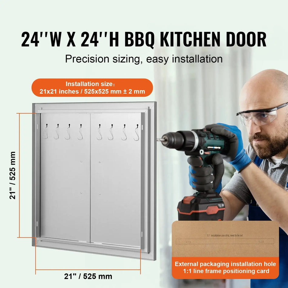 Stainless Steel Flush BBQ Door For Outdoor Kitchen