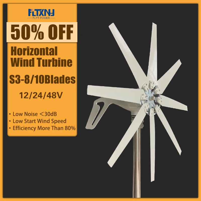 Turbina Eolica 3000W MPPT Ibrida Off Grid Per Casa 12V 24V 48V