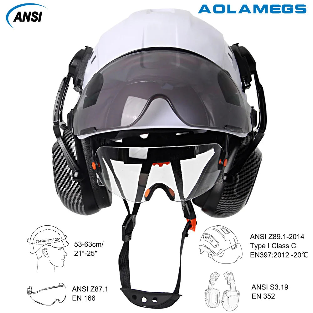 Aolamegs SF06 &ndash; CE Safety Helmet With Goggles And Earmuffs