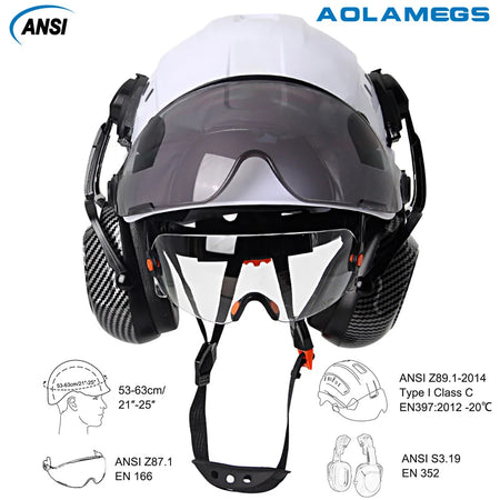 Aolamegs SF06 &ndash; CE Safety Helmet With Goggles And Earmuffs