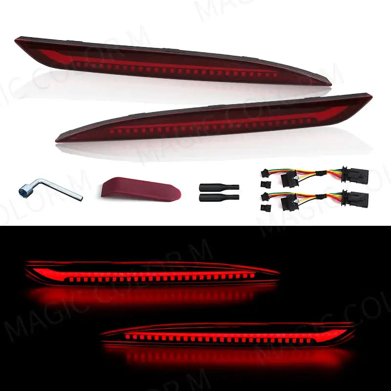 For Tesla Model 3 Model Y 2018 2019 2020 2021 2022 Led Rear Bumper Reflector 3 Functions Brake Light Dynamic Fog Light Red Smoke by InterCyprus Trading Ltd