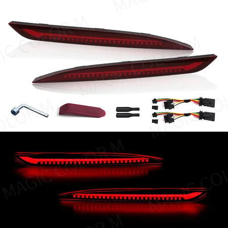 For Tesla Model 3 Model Y 2018 2019 2020 2021 2022 Led Rear Bumper Reflector 3 Functions Brake Light Dynamic Fog Light Red Smoke by InterCyprus Trading Ltd