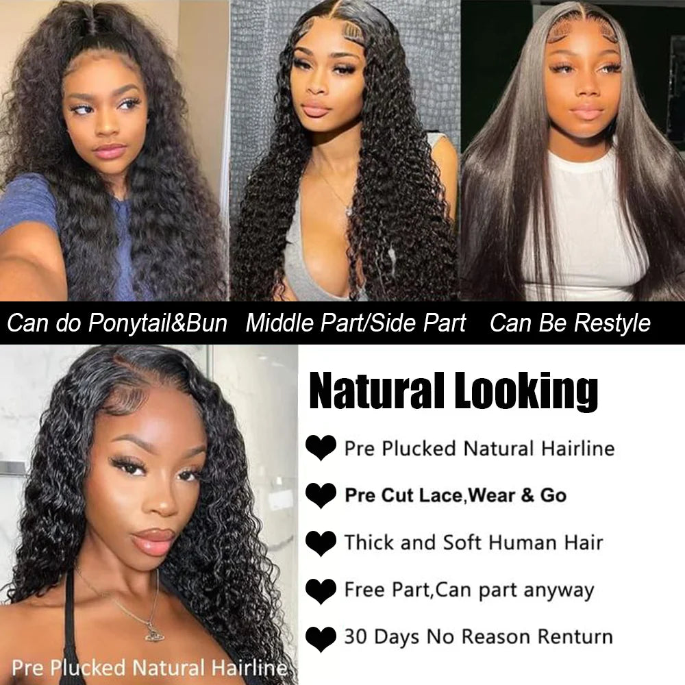 28 Inch Deep Wave Lace Front Wig - Human Hair with Pre-Plucked Hairline
