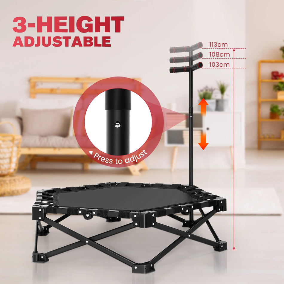 150Kg Folding Trampoline With Anti Slip T Handle Adjustable