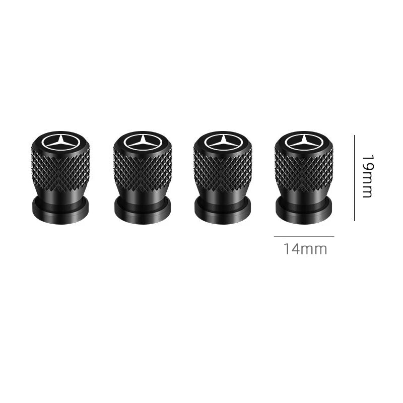 Mercedes Benz Tire Valve Caps &ndash; 4pcs Aluminum Airtight Covers for B/C/E/S Class, A Class, C200L, GLC, GLK, CLA, GLA