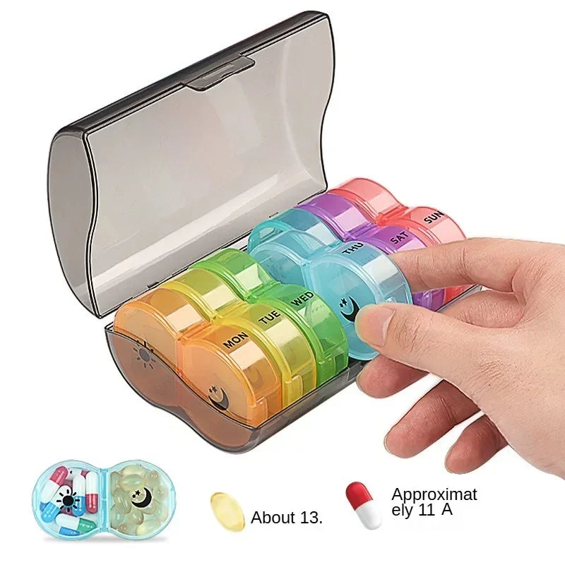 14-Compartment Weekly Pill Organizer for Vitamins, Supplements, and Medicine - BPA-Free, Multi-Purpose Travel Case