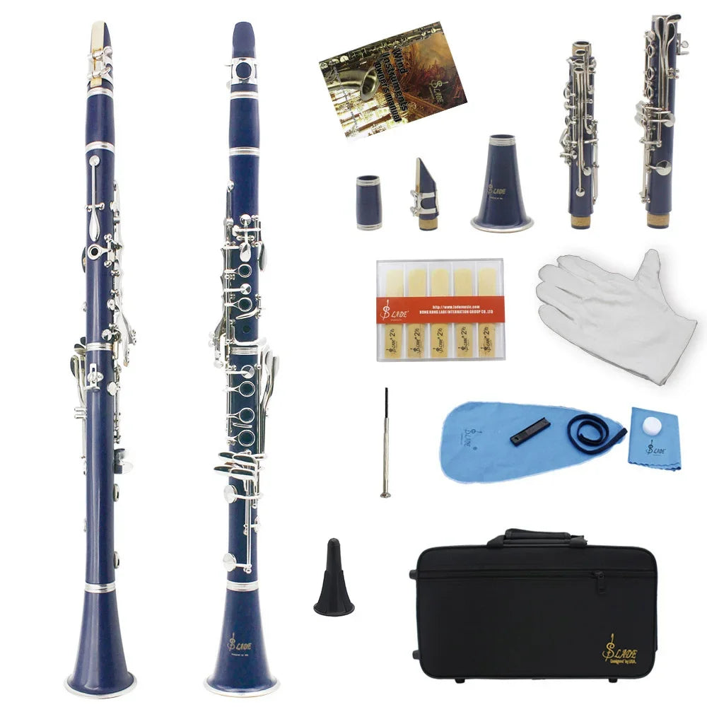 SLADE Bb 17 Keys Bakelite Clarinet &ndash; Includes Box Reed royal blue
