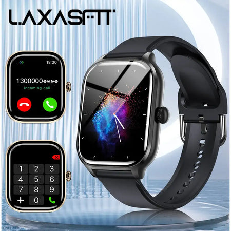 LAXASFIT 2025 Smart Watch 24 Hour Health Monitoring Bluetooth Black