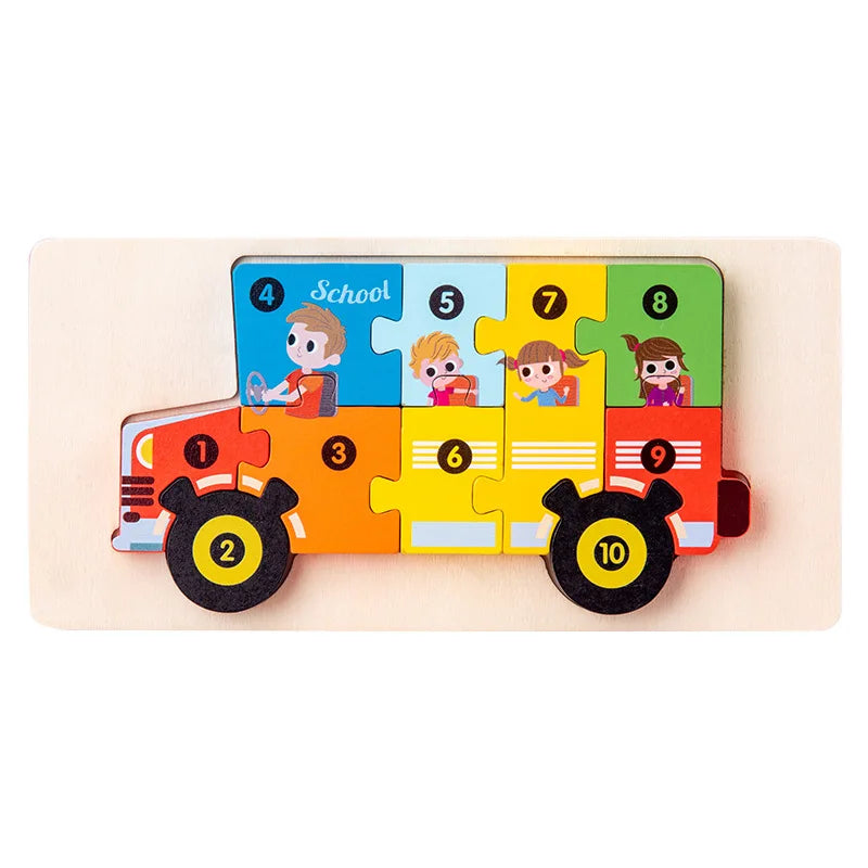 Wooden 3D Dinosaur Puzzle for Toddlers - Educational Jigsaw Toy for Early Learning and Color Sorting B