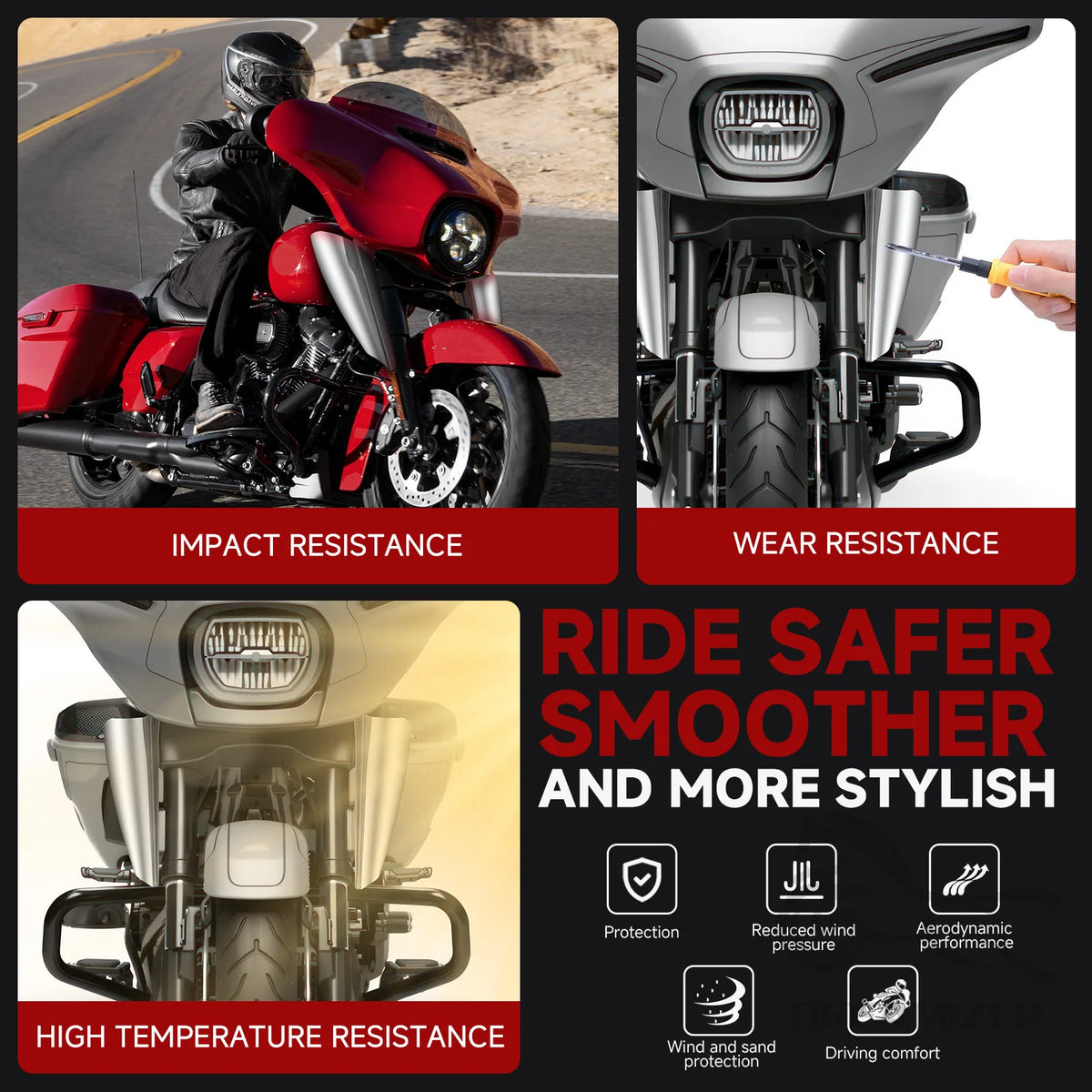 Chrome Fork Front Wind Deflector &ndash; Durable Chrome Finish