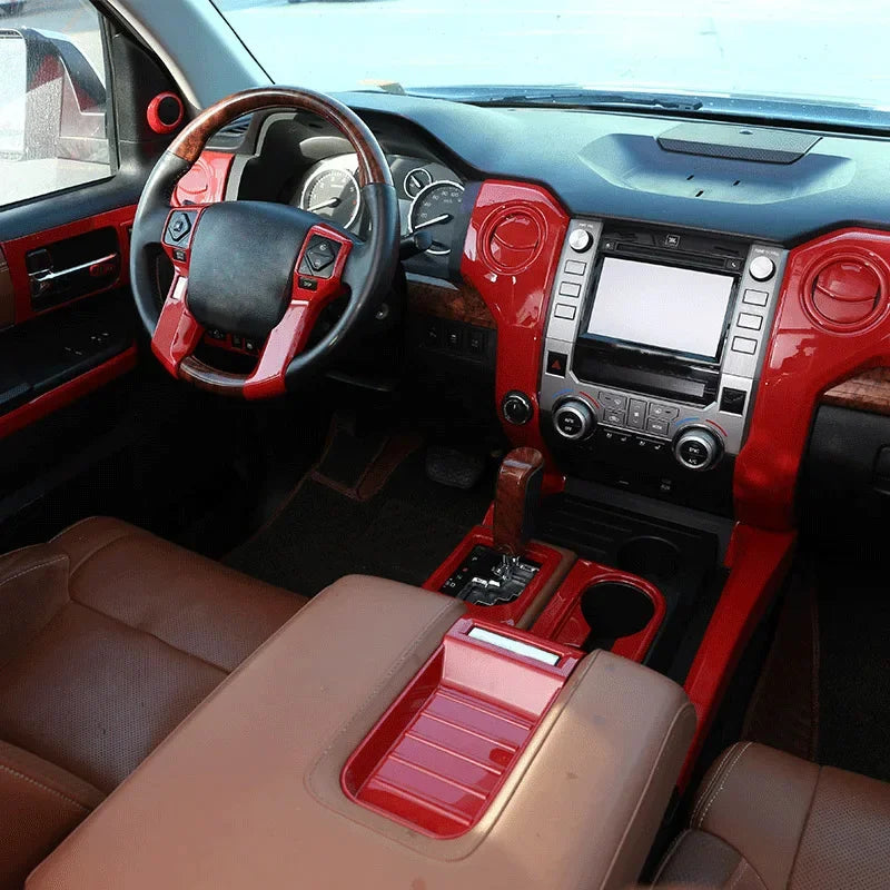 Cubierta de marco de mango de fibra de carbono roja para Toyota Tundra