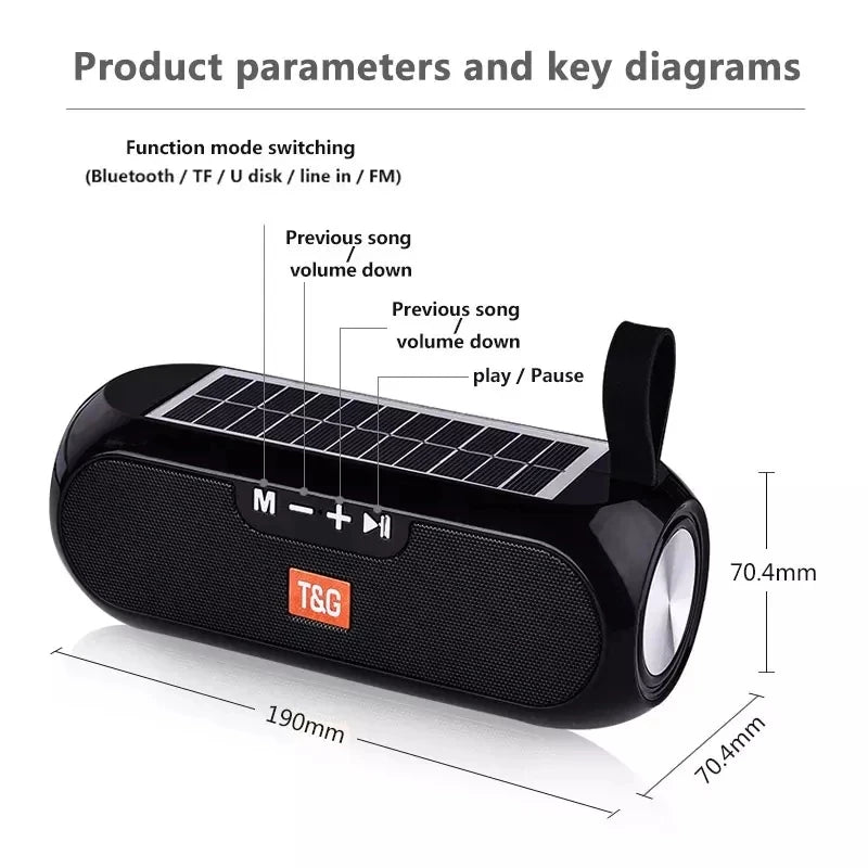 Bluetooth Solar Outdoor Speaker with FM Radio and MP3 Playback
