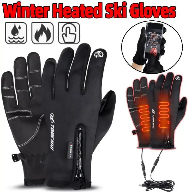 USB Heated Touch Screen Gloves Winter Warmer Anti Slip