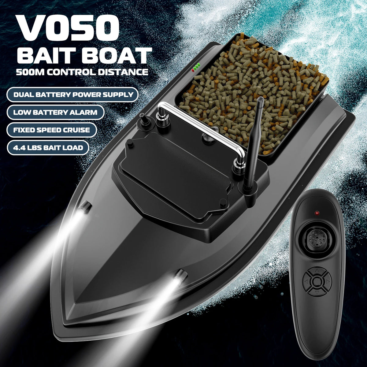 V050 Remote Control Fishing Bait Boat with Dual Motor and Fish Finder