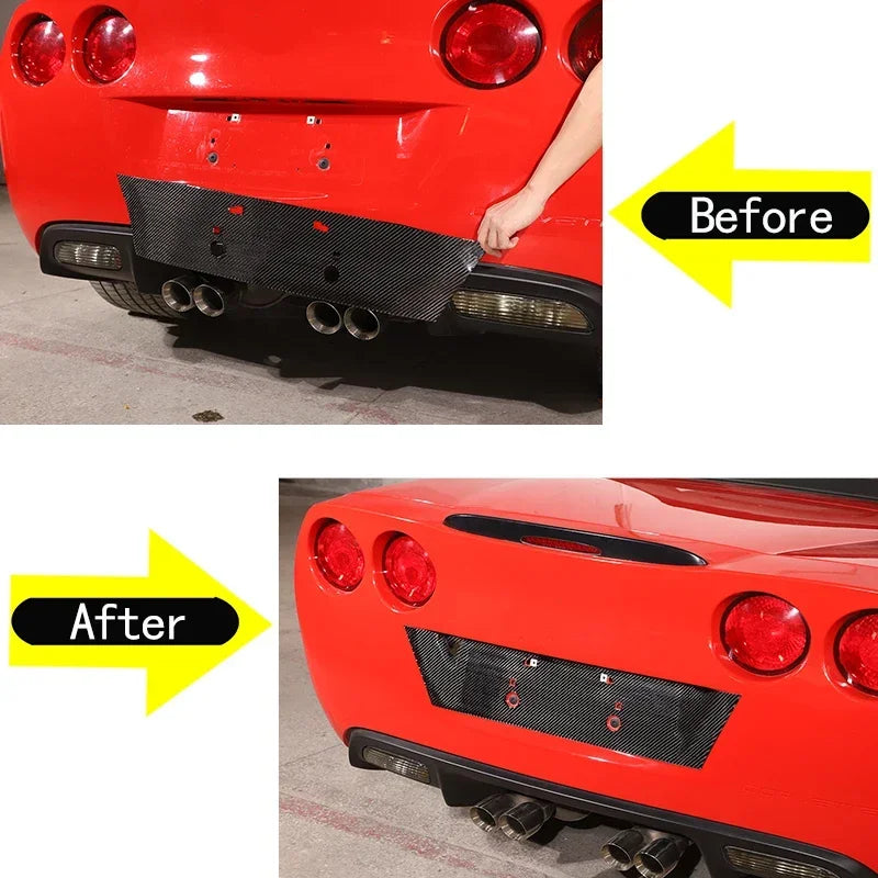 Copertura posteriore per targa in fibra di carbonio morbida per Corvette C6