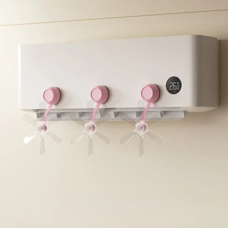 Suction Cup Wall Mounted Air Conditioning Fan - Windproof &amp; Adjustable Airflow Pink 3pcs