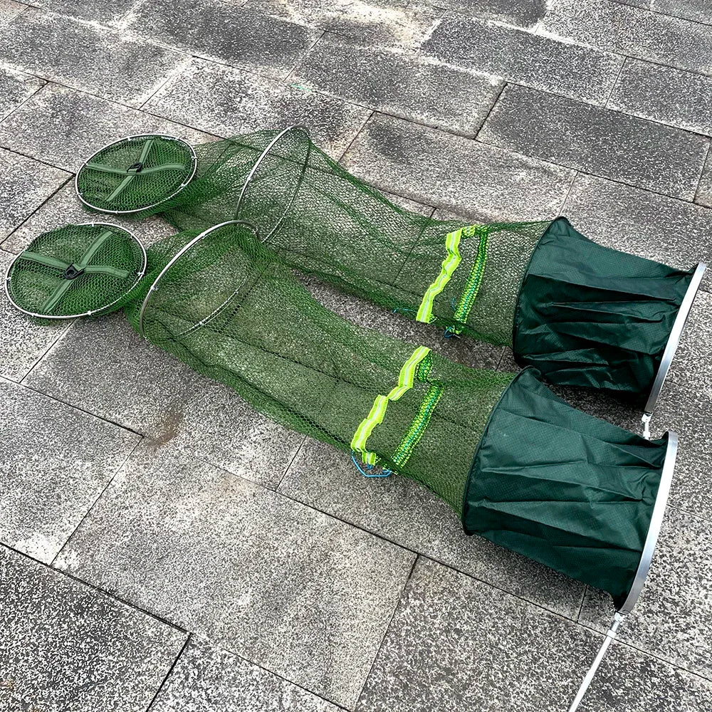 Folding Fishing Net - Durable Shrimp &amp; Crab Catcher with Stainless Steel &amp; Nylon