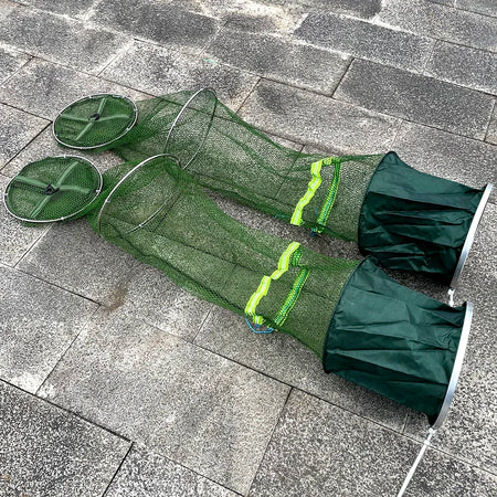 Folding Fishing Net - Durable Shrimp &amp; Crab Catcher with Stainless Steel &amp; Nylon