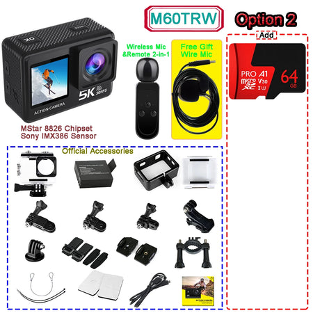 HUAFANT Action Camera &ndash; 5K Ultra-HD with Dual Screens M60TRW Option 2