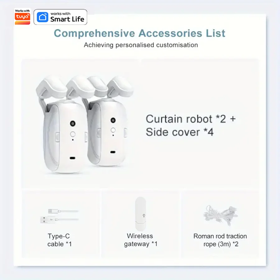 1/2pcs Smart WiFi Curtain Robot with Wi-Fi Gateway, APP Remote Control,  Automatic Opening Hand Pull Startuff0cCompatible with Alexa