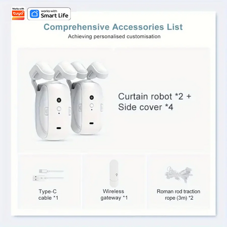 1/2pcs Smart WiFi Curtain Robot with Wi-Fi Gateway, APP Remote Control,  Automatic Opening Hand Pull Startuff0cCompatible with Alexa