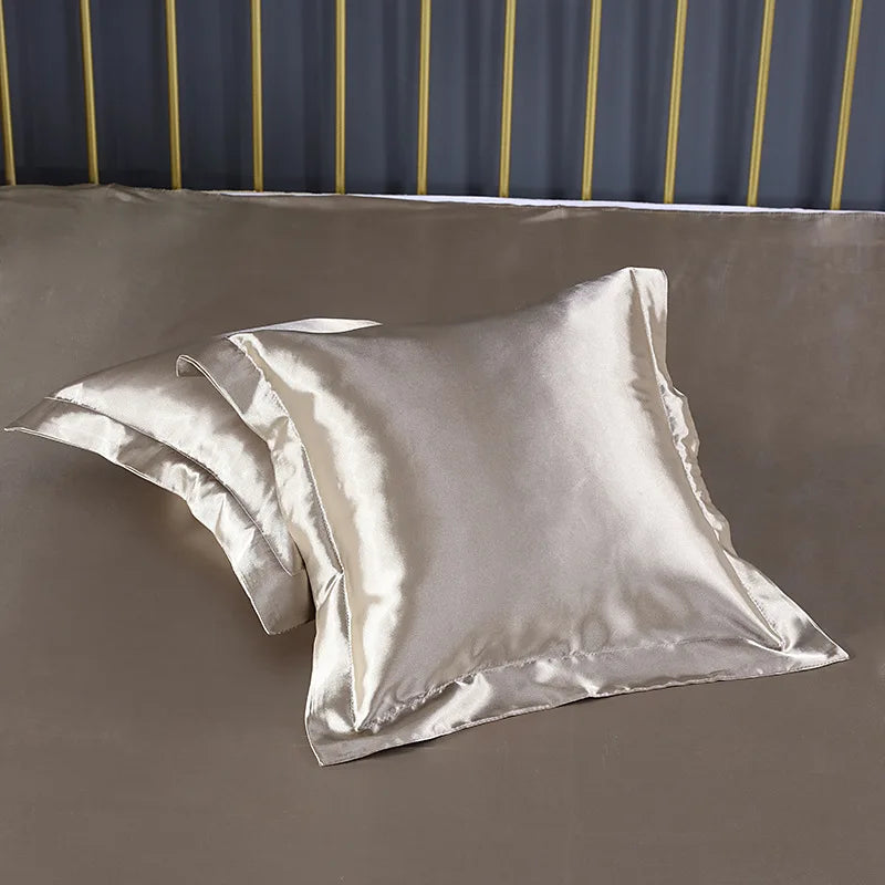 Silk Satin Square Pillowcase &ndash; Luxurious Comfort and Style xiangbinjin / 50x50cm 2pcs