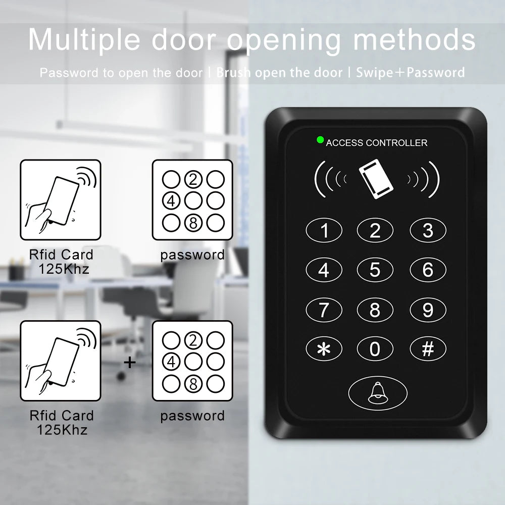 125KHz RFID Card Access System &ndash; Card Or Password Access