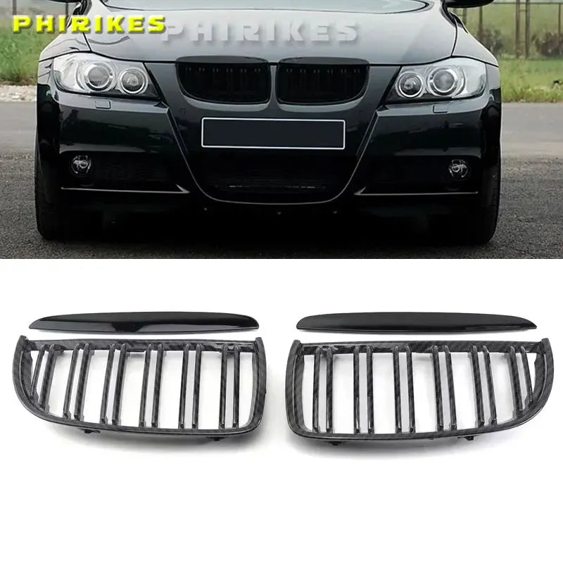 Läikiv must esikülje neerugrill kahekordne riba BMW 3 seeria E90
