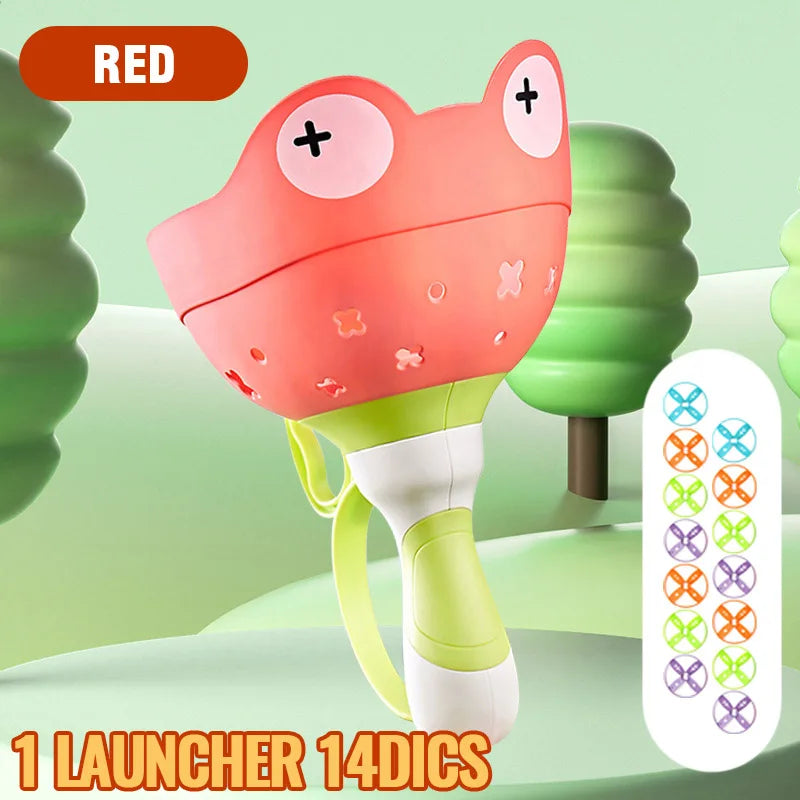 Flying Disc Launcher Toy &ndash; Develops Motor Skills Outdoors 1red 14disc