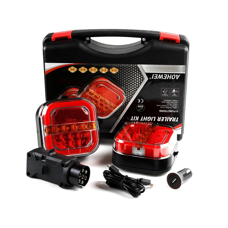 LED Magnetic Wireless Trailer Tail Lights Kit - Waterproof &amp; Cable-Free EA079 12V-24V / CHINA