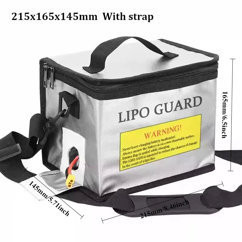 RC LiPo Battery Fireproof Storage Bag &ndash; Explosion Proof 215x145x165 Strap
