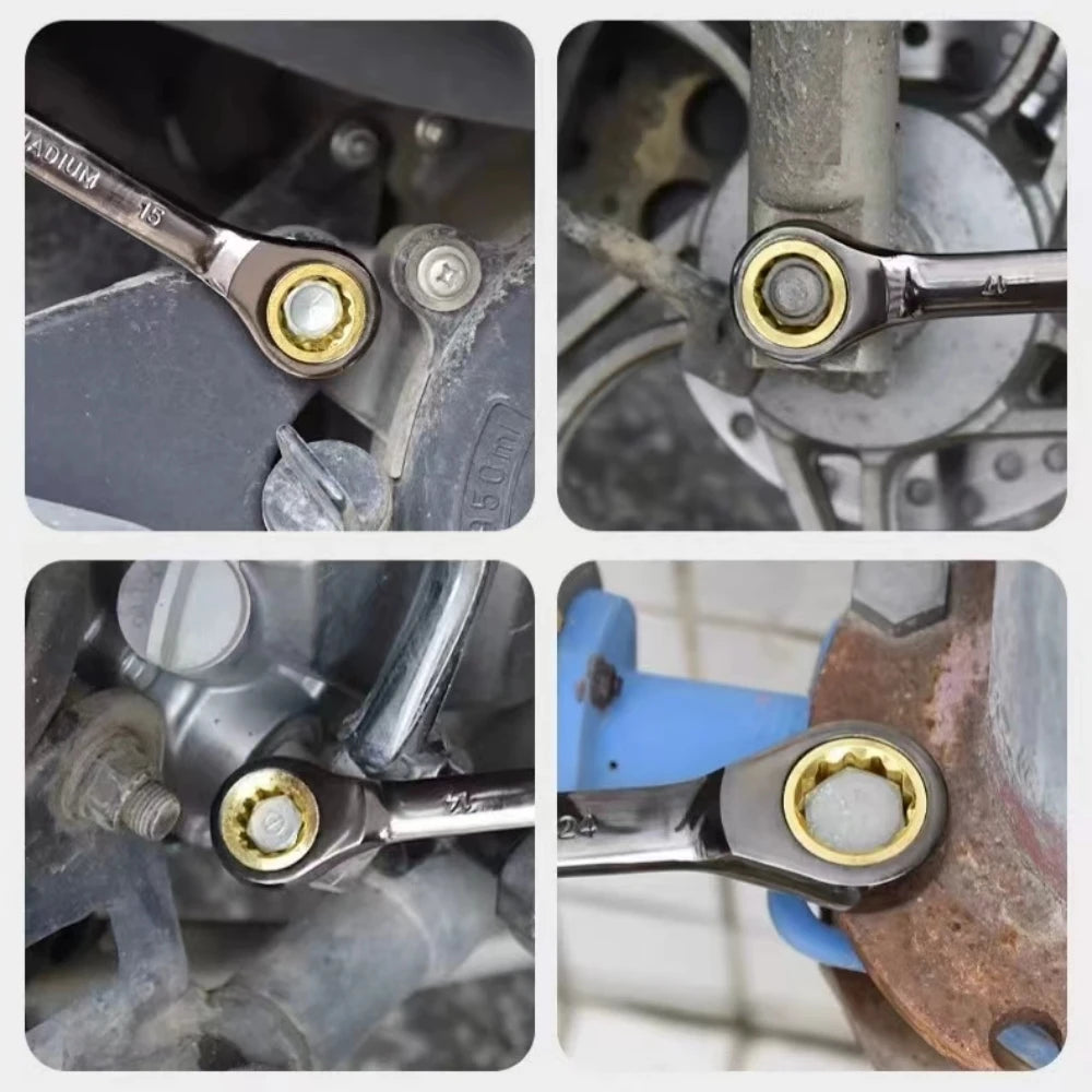 Metric Flex Head Ratcheting Wrench Set - Chrome Vanadium Steel (6-30mm)