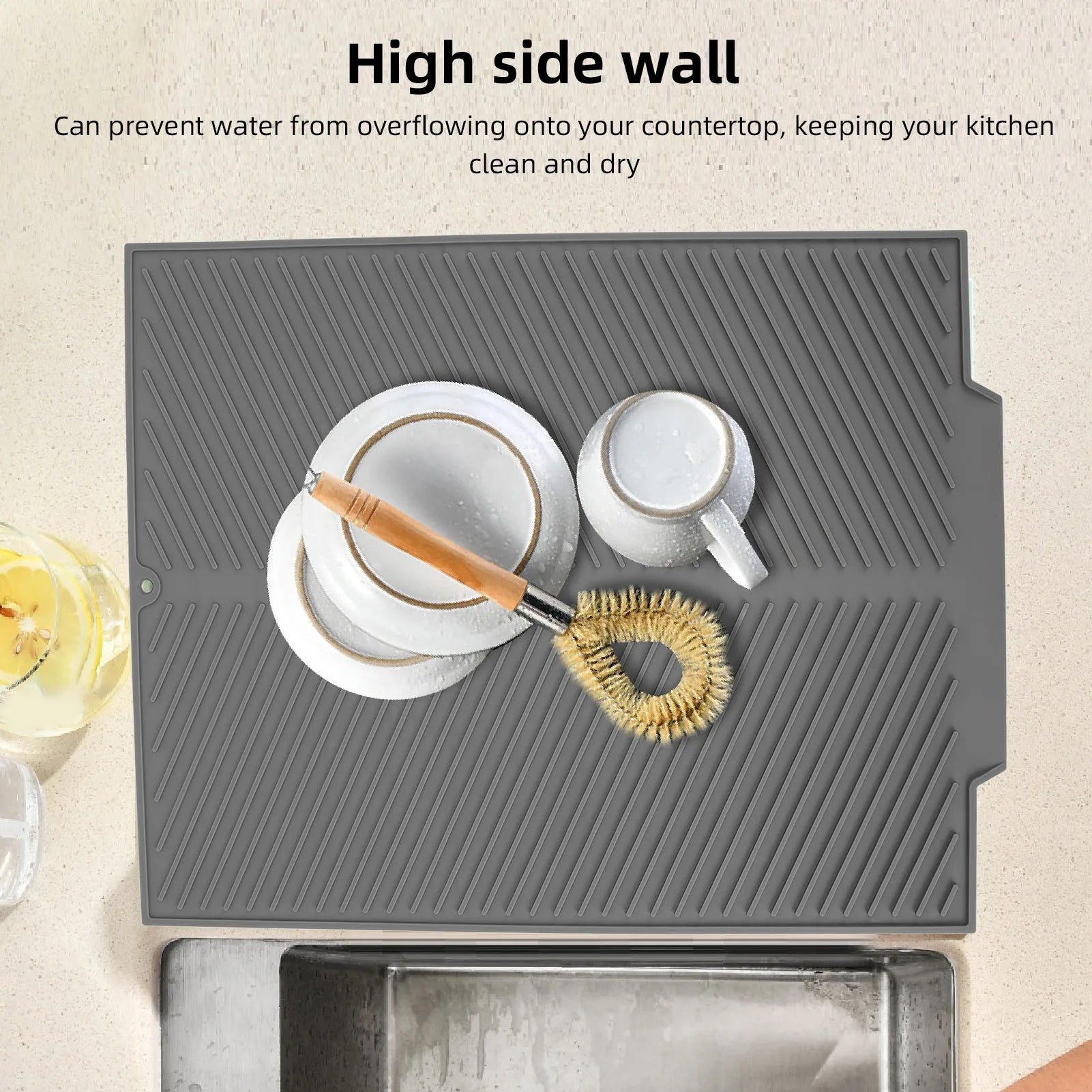 Silicone Dish Drying Mat &ndash; Heat Resistant Non Slip Surface