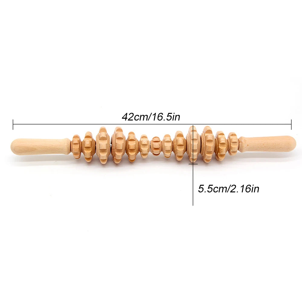 Wood Therapy Roller Gear Stick &ndash; High-Quality Natural Wood Massage Tool 16