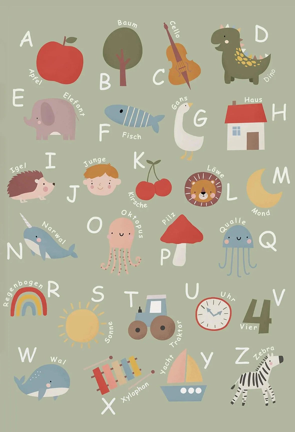 Alphabet Education Canvas Poster for Children's Room, Modern Wall Decor, Unframed 15 / 50X70cm Unframed
