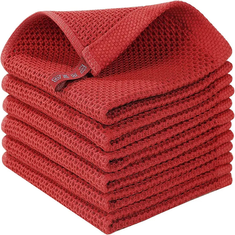 Pure Cotton Rag Towel Set &ndash; Soft Absorbent Quick-Drying Design Red / 2Pcs
