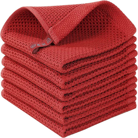 Pure Cotton Rag Towel Set &ndash; Soft Absorbent Quick-Drying Design Red / 2Pcs