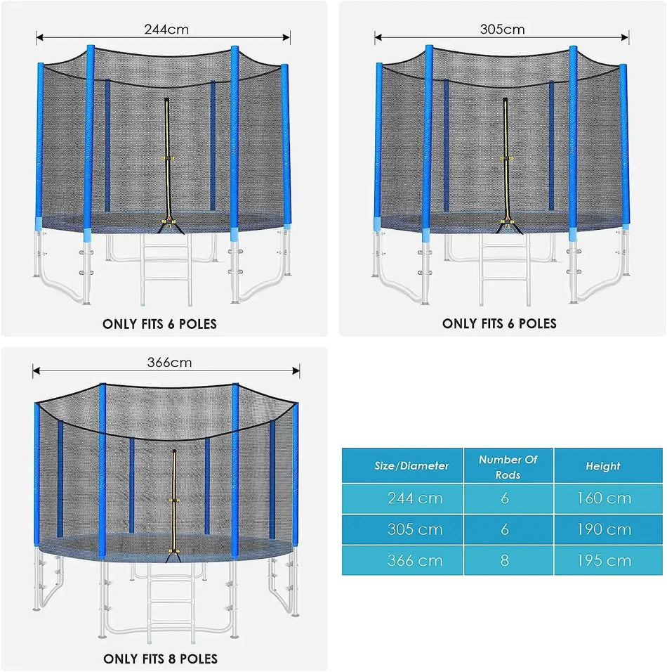 Zamenjava varnostne mreže za trampolin okrogla okvir 244/305/366cm