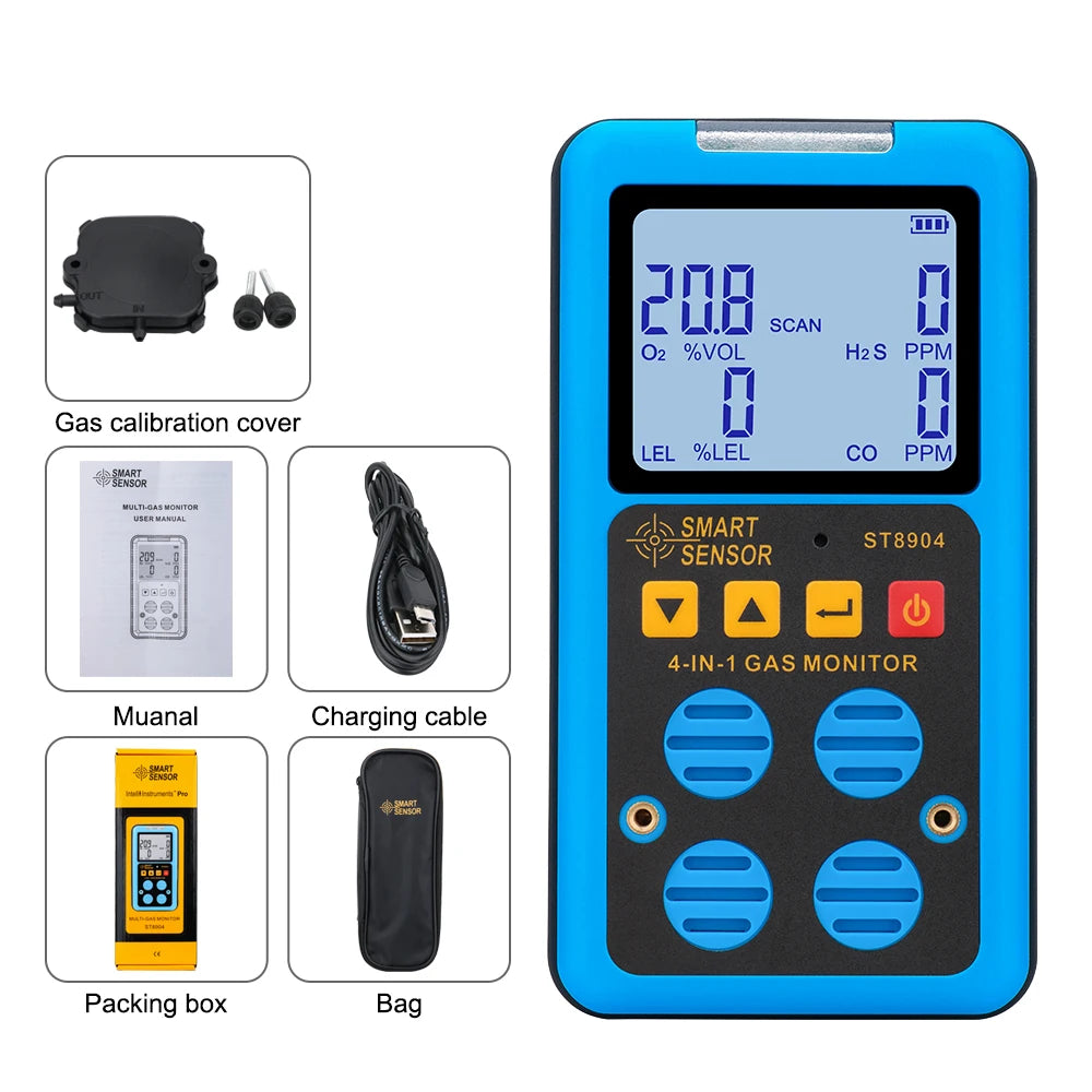 Digital 4-in-1 Gas Detector ST &ndash; Multi Gas LEL O2 CO H2S ST8904