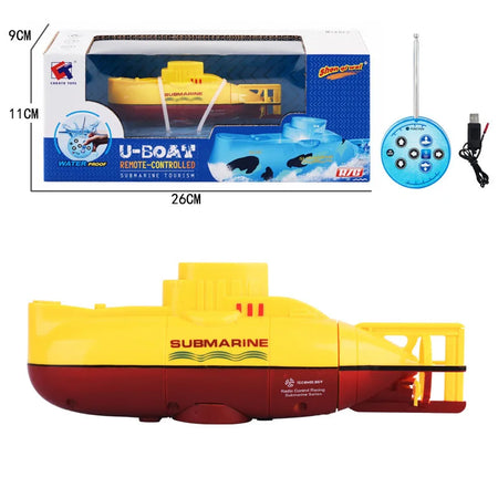 6-Function RC Mini Submarine for Kids - Electric Remote Control Boat yellow