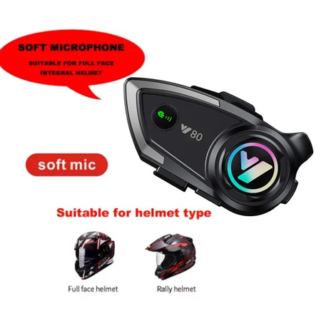 Y80 Motorcycle Helmet Bluetooth Headset &ndash; V5.3 Handsfree Headset Soft Micro