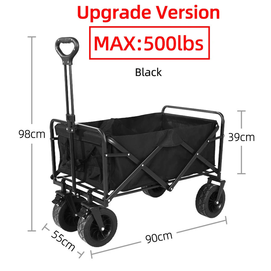 Collapsible Folding Utility Beach Cart Wagon - Heavy Duty Portable Garden &amp; Camping Trolley STC500LBS