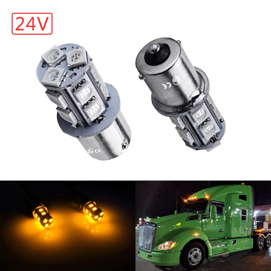 Lâmpadas de Sinalização LED Âmbar P21W 1156 BA15s de Alta Potência para Camionetes