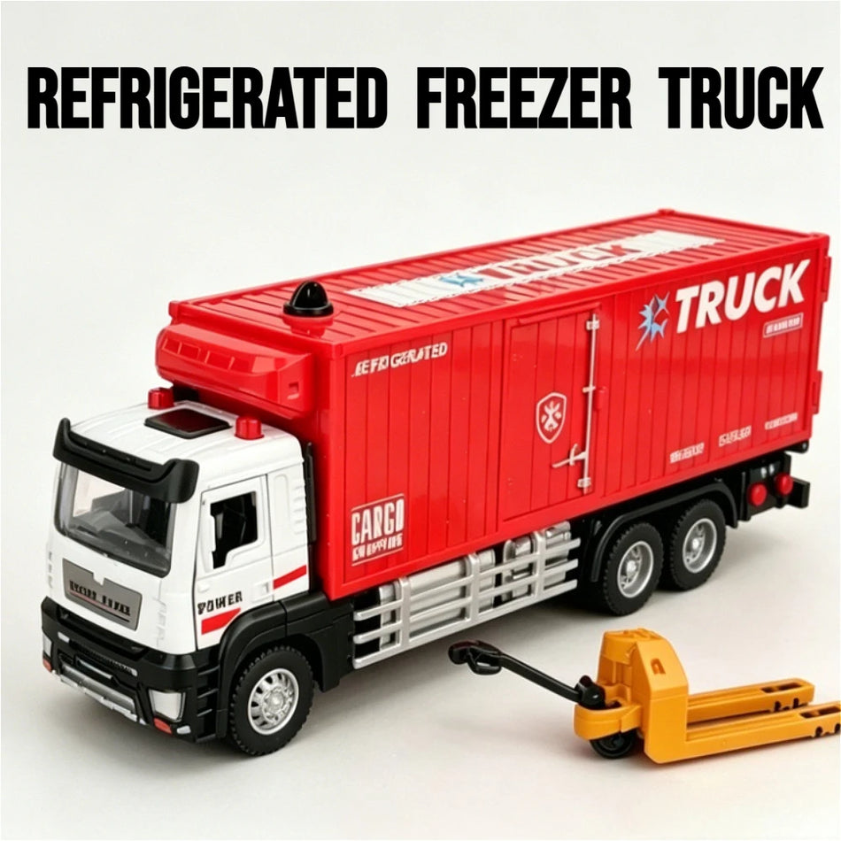 Modelo de Camião Refrigerado em Escala 1:32 em Metal Fundido com Corpo em Liga, Portas Abertas
