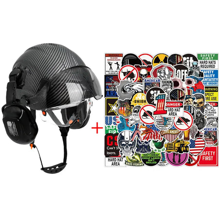 SF06/CR08 Safety Helmet - CE Certified ABS Hard Hat Carbon Fiber Set A