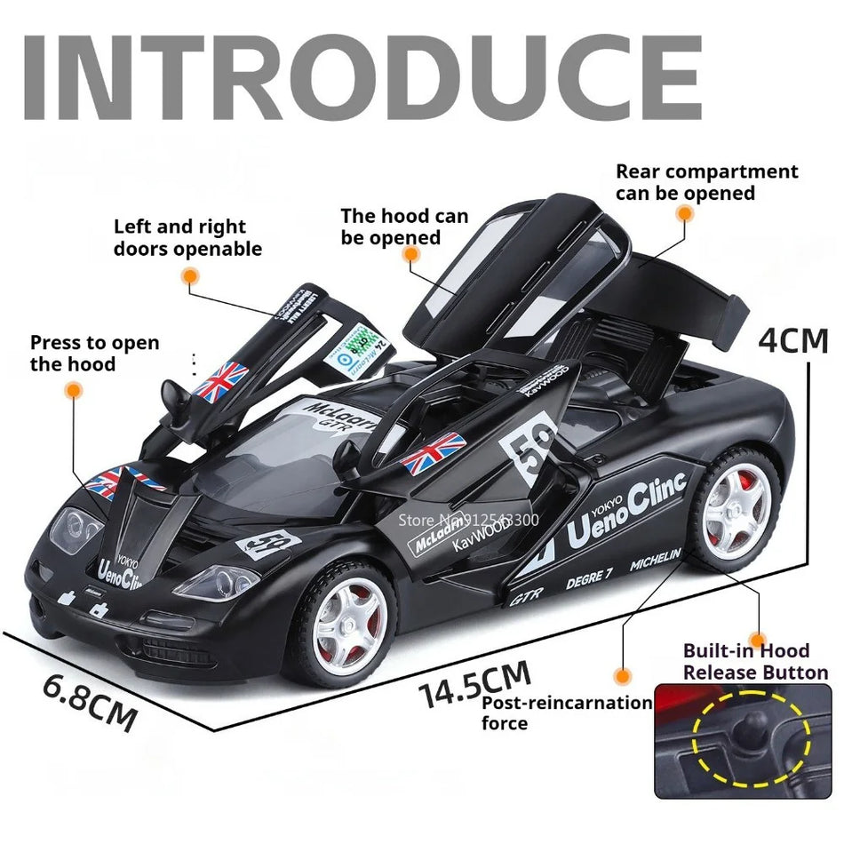 1:32 Mașină de model Diecast F1 GTR 720S cu retragere, uși deschise