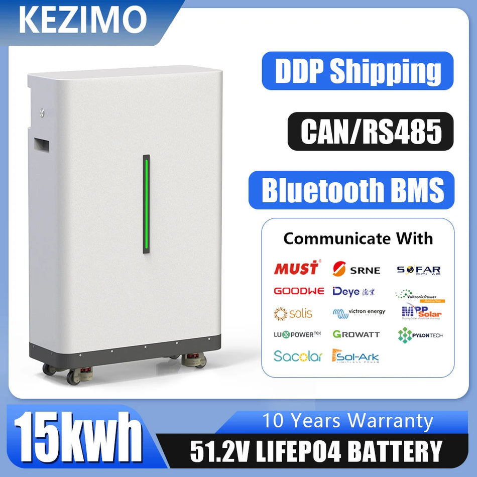 LiFePO4 Kućna skladišna baterija 15kWh za solarne sustave, 51.2V 300Ah s Bluetooth BMS-om i CAN RS485