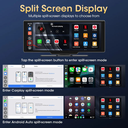 JMCQ Universal 10.26 Inch Android WIFI Car Multimedia Player &ndash; Wireless Carplay and Bluetooth Connectivity
